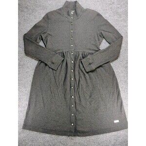 Vintage Maternite Womens S Black Long Sleeve Button Front Maternity Dress USA